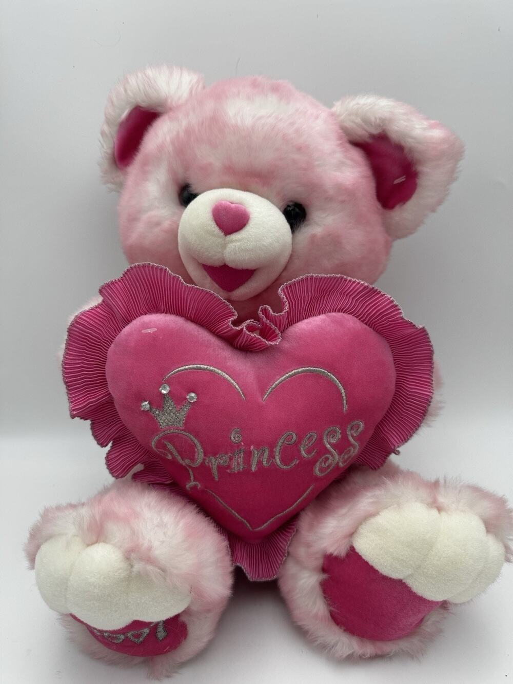 Dan Dee 14” Pink Princess Teddy Bear Plush Stuffed Animal 2007 Heart Pillow